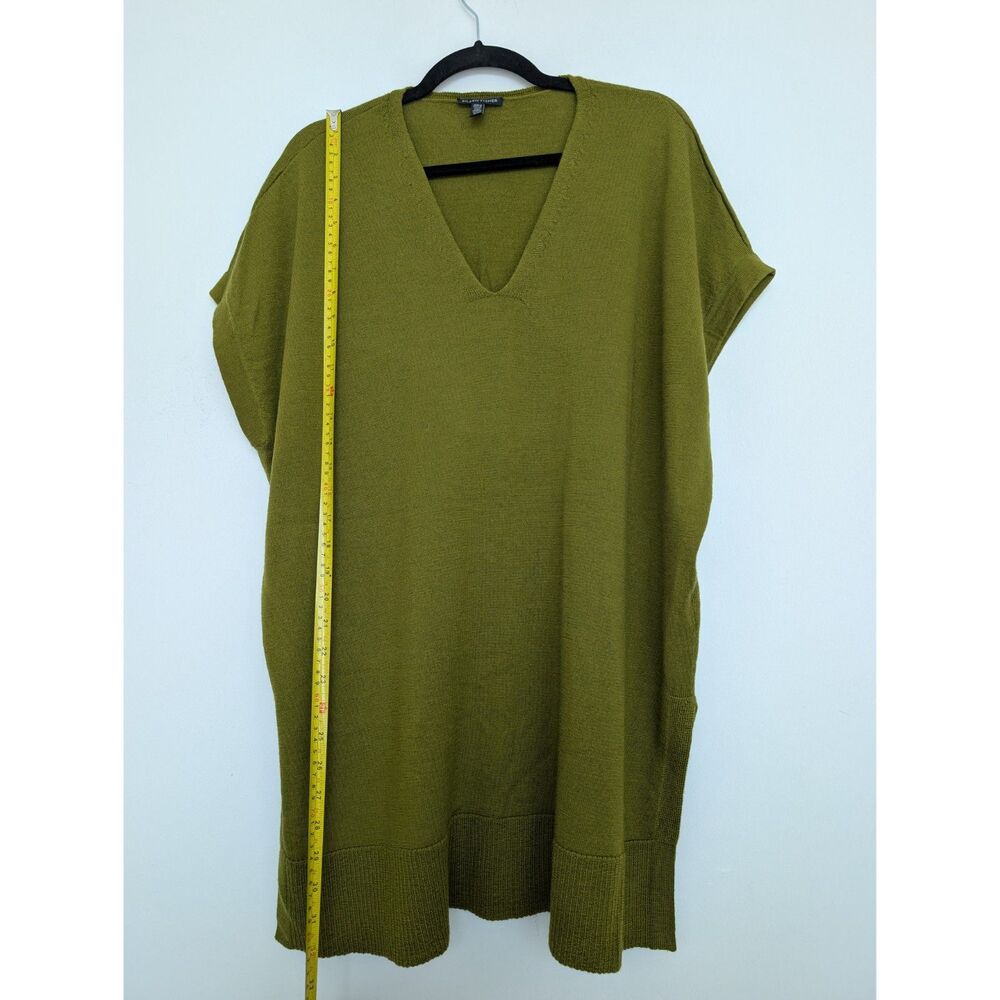 Eileen Fisher Merino Wool Italian Yarn V Neck Longline Sweater Tunic Vest Sz M - Picture 5 of 16